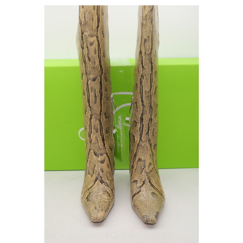NEW Sam Edelman Women's 6 WIDE CALF Sylvia Tan Python Embossed Leather Boots - Picture 8 of 15